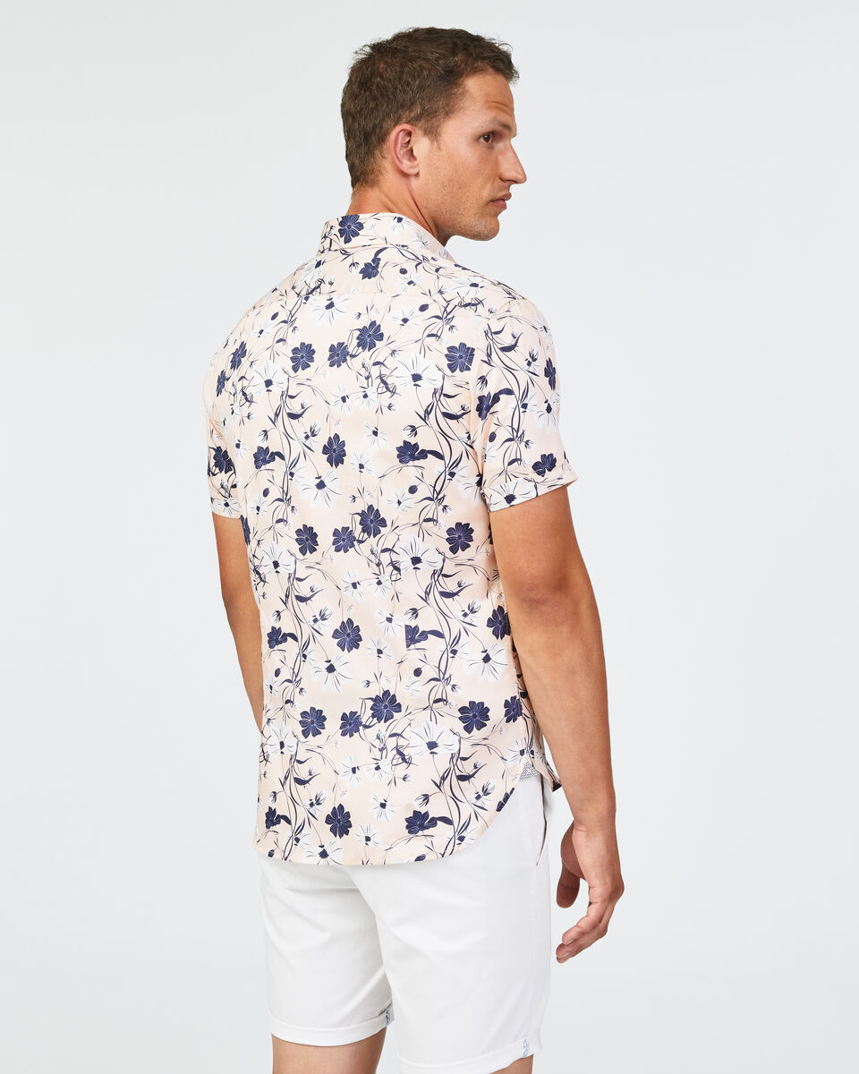 Breamlea Short Sleeve Shirt, Pink, hi-res